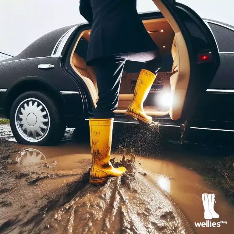 Politiker in Gummistiefeln (Foto: AI)