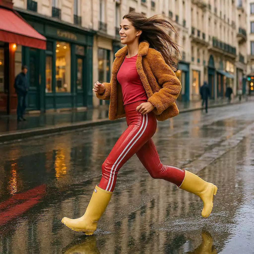 Frau in einer Jogginghose in der Fußgängerzone (Foto: AI)