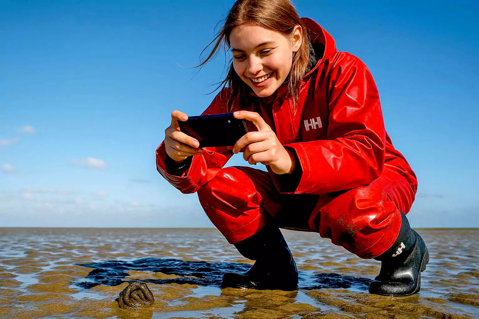 Ein beliebtes Fotomotiv: Wattwürmer (Foto: AI)