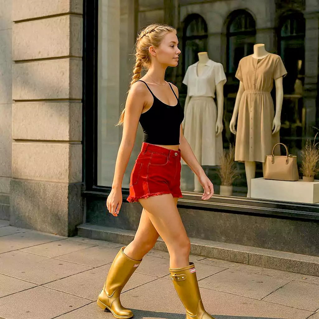 Gummistiefel in der Stadt tragen (Foto: AI)