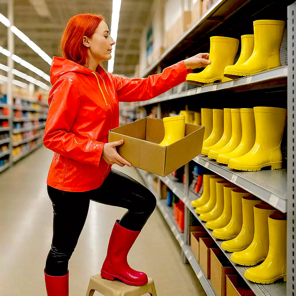 Eine Frau räumt ein Regal auf. (Foto: AI)