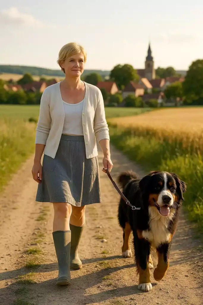 Frau mit Berner Sennenhund (Foto: AI)