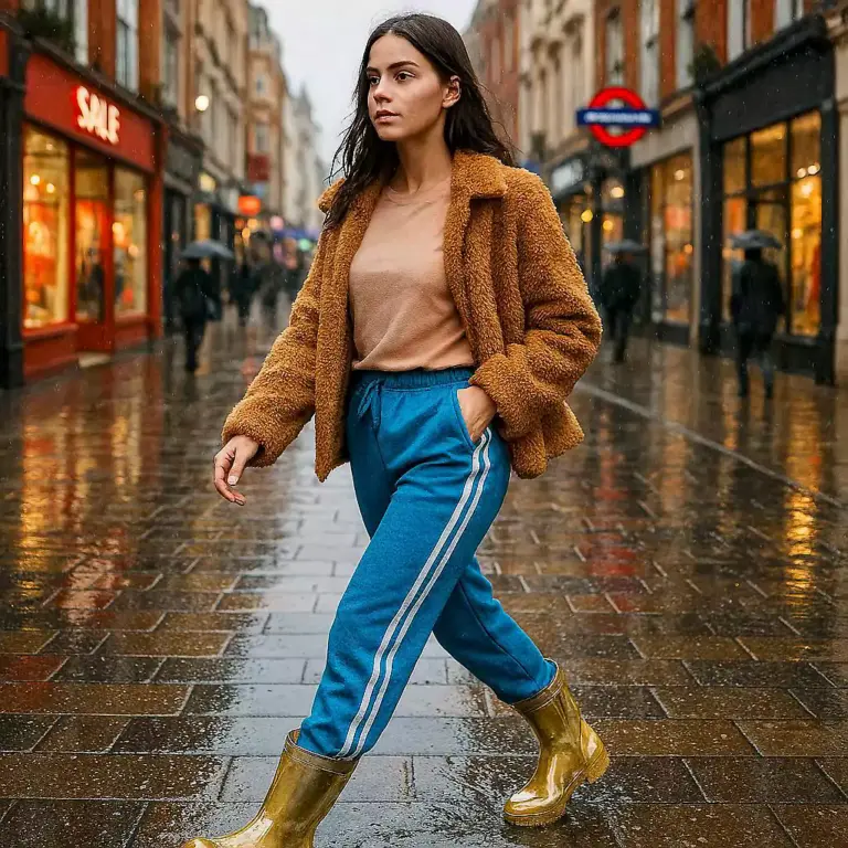 Frau in einer Jogginghose in der Fußgängerzone (Foto: AI)