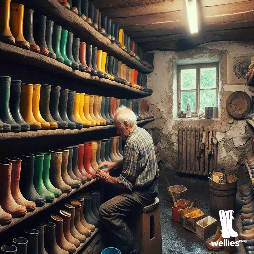 Rubber boots private collection in basement (Photo: AI)