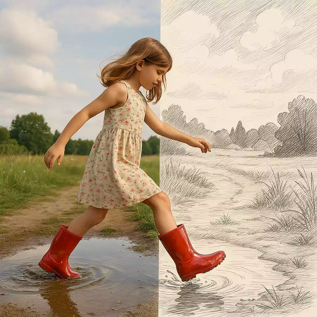 Gummistiefel Geschichten: Sie spiegeln Kindheitserinnerungen und Abenteuerlust (Foto: AI)